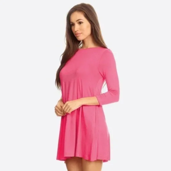 Lightweight Jersey Knit Dress Tunic 3/4 Sleeve - Picture 3 of 5